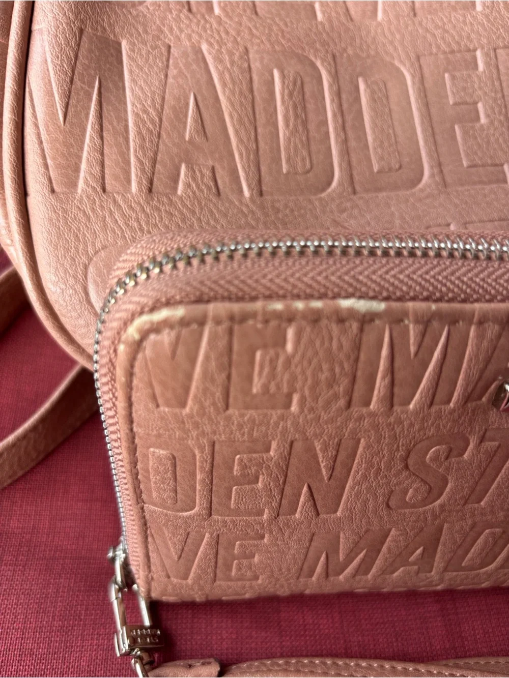 Steve Madden Dusty Pink Embossed Logo Backpack and Wallet Set